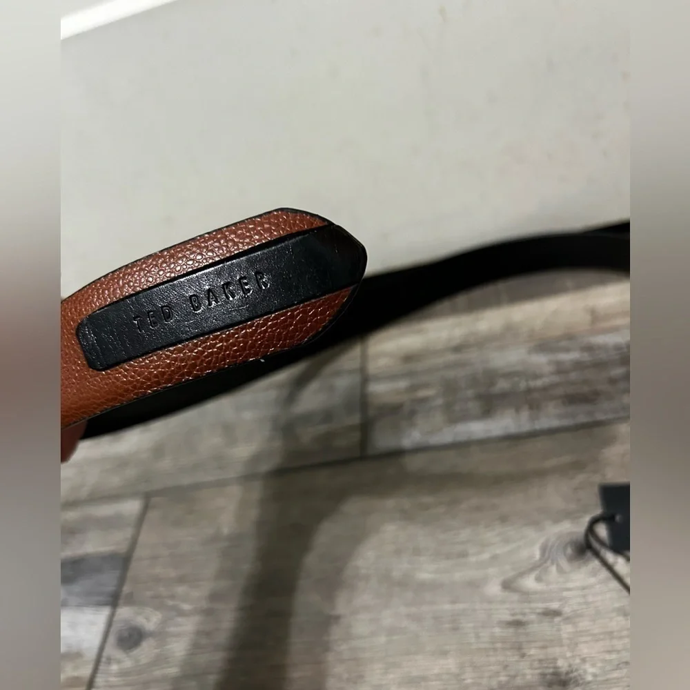 TED BAKER ITALIAN LEATHER BELT Brown Pebble texture size 32
